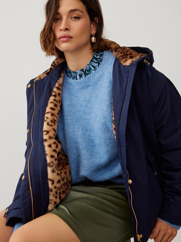 short navy parka