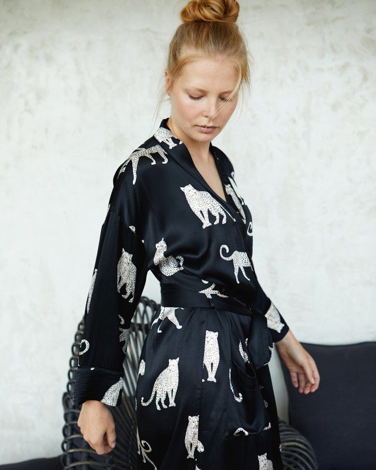 oliverbonas.com | Mono Leopard Black Dressing Gown Robe