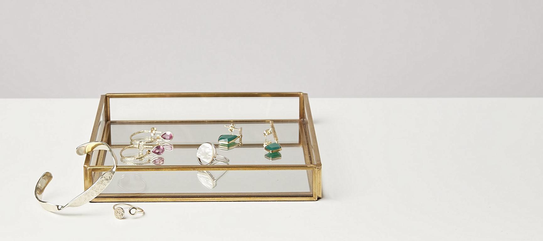 Gold & Glass Mirrored Tray Oliver Bonas