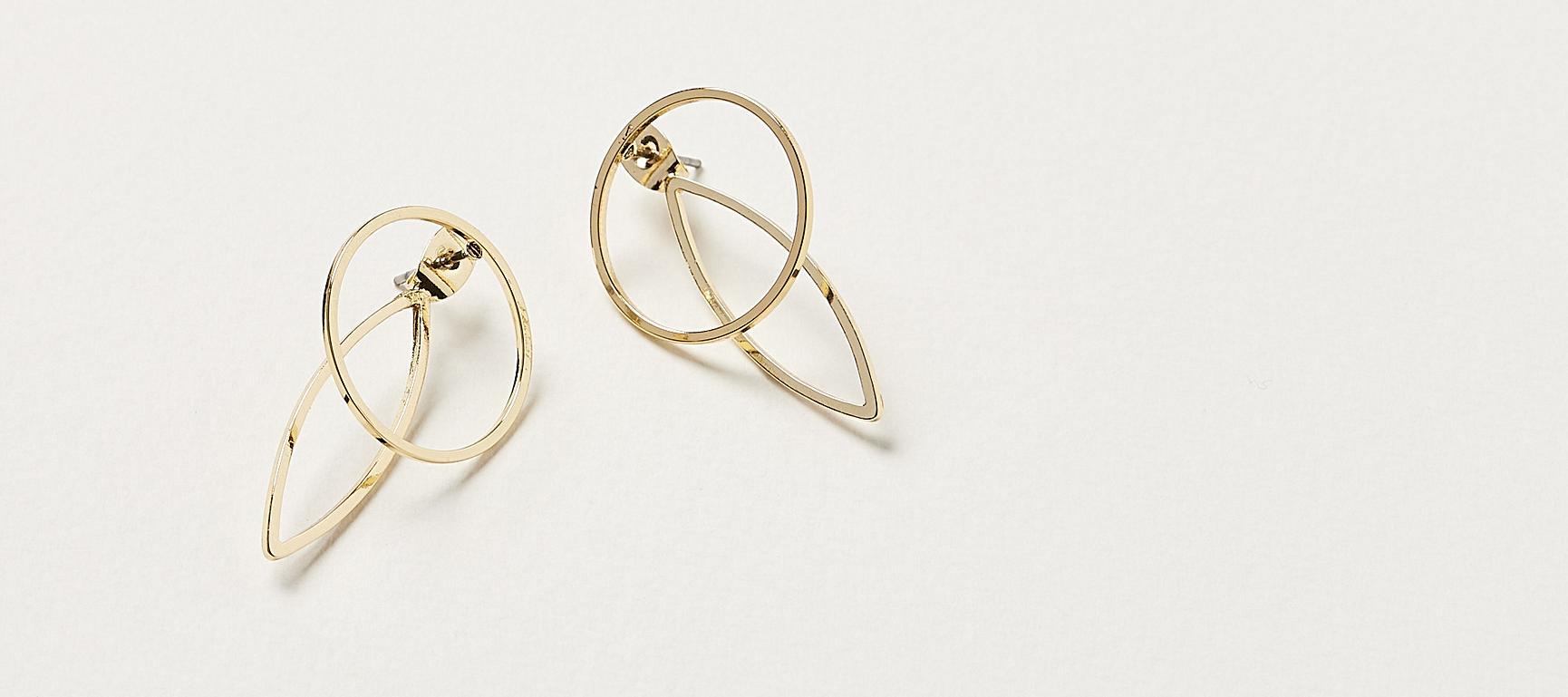 Nisha Linear Teardrop Front to Back Earrings Oliver Bonas