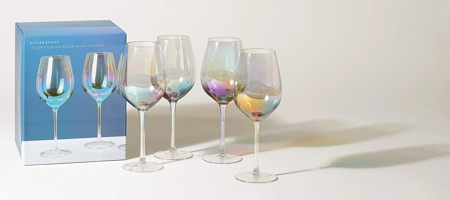 Rainbow Wine Glasses Set of Four Oliver Bonas