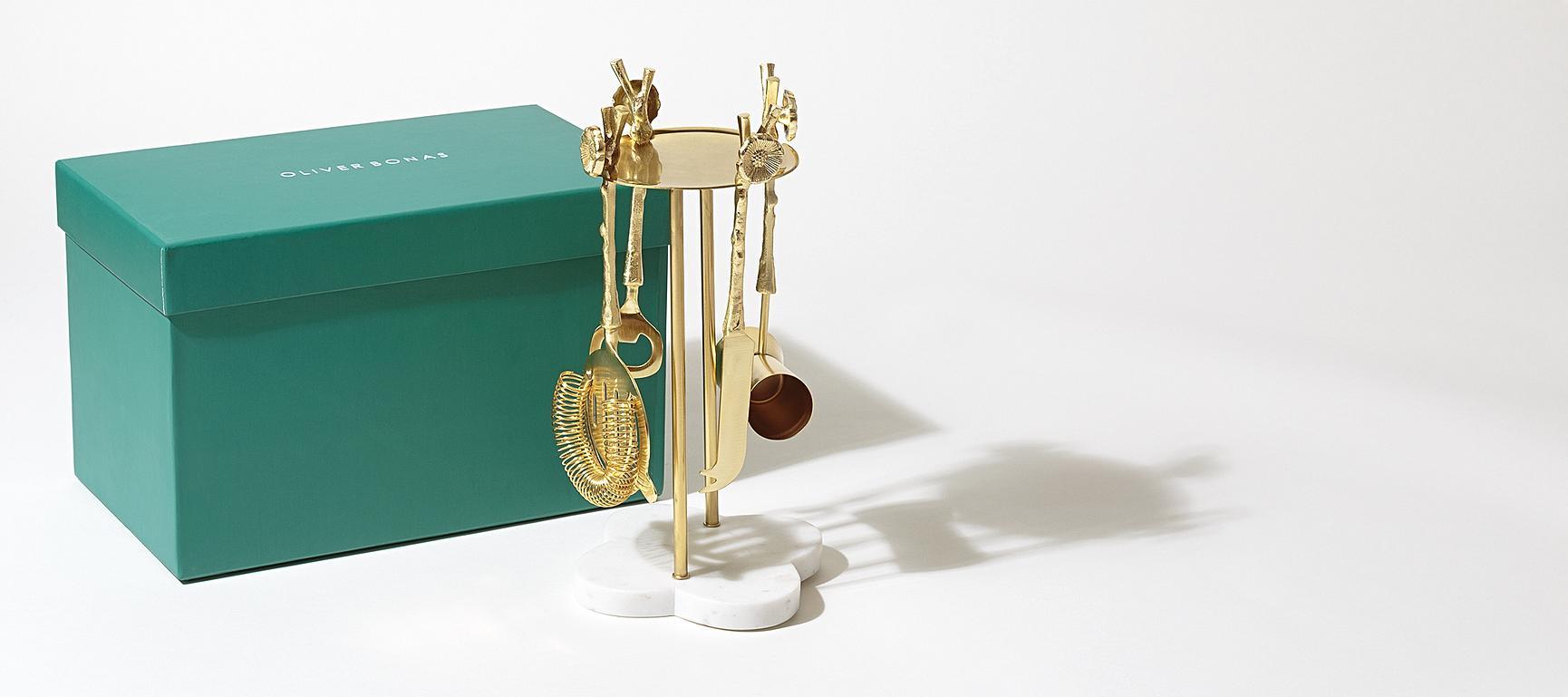 Floral Gold Bar Tools Set Oliver Bonas