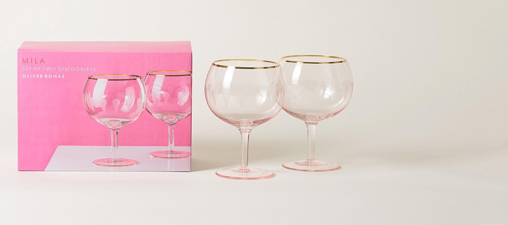 Mila Pink Gin Glasses Set of Two Oliver Bonas