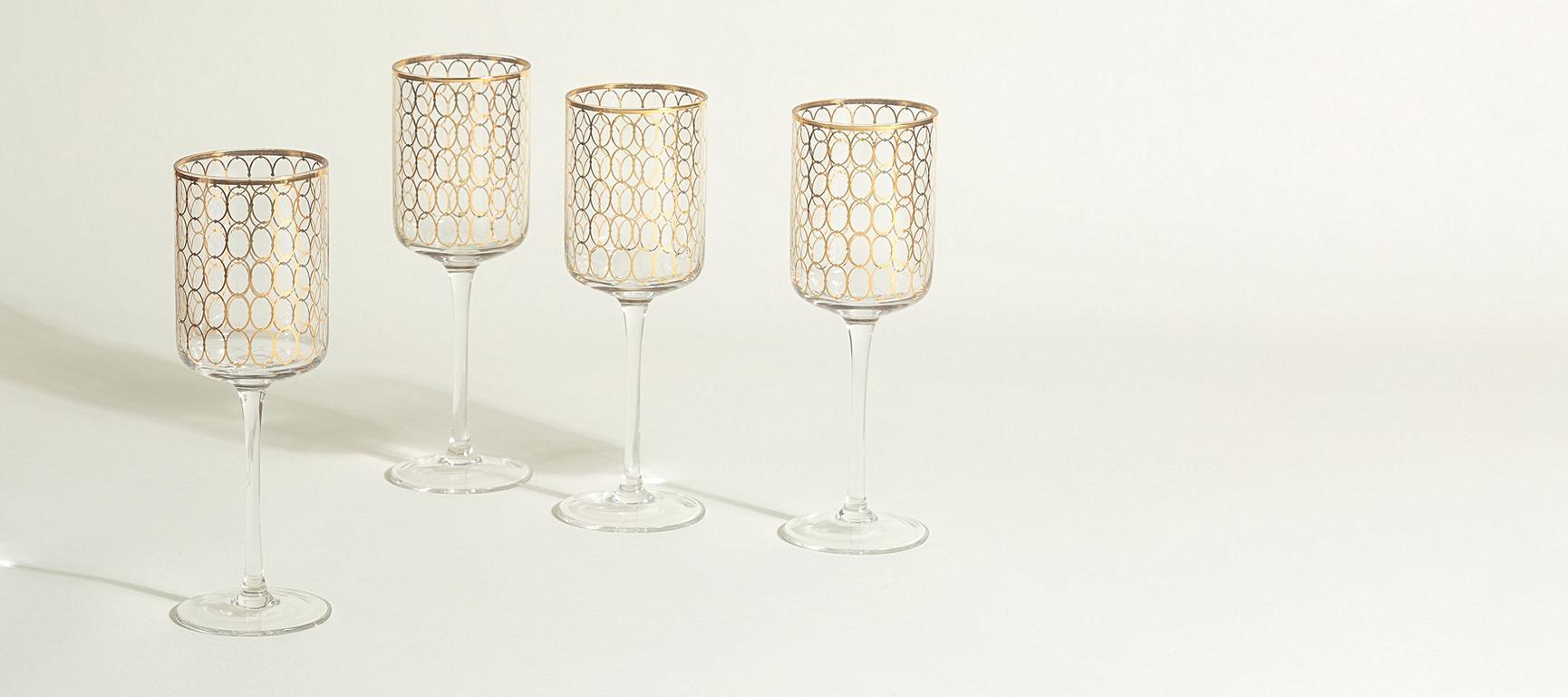 Agata Gold Wine Glasses Set of Four Oliver Bonas