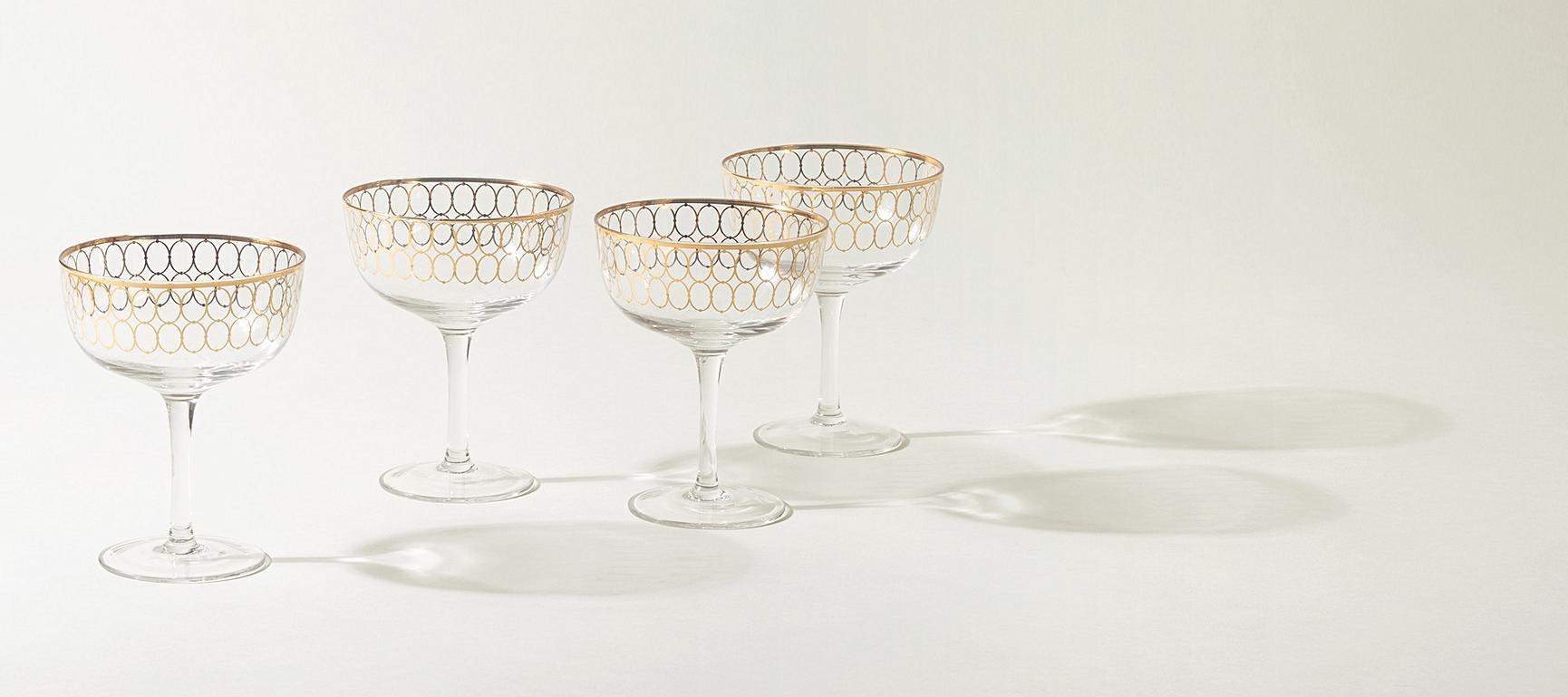 Agata Gold Champagne Saucers Set of Four Oliver Bonas