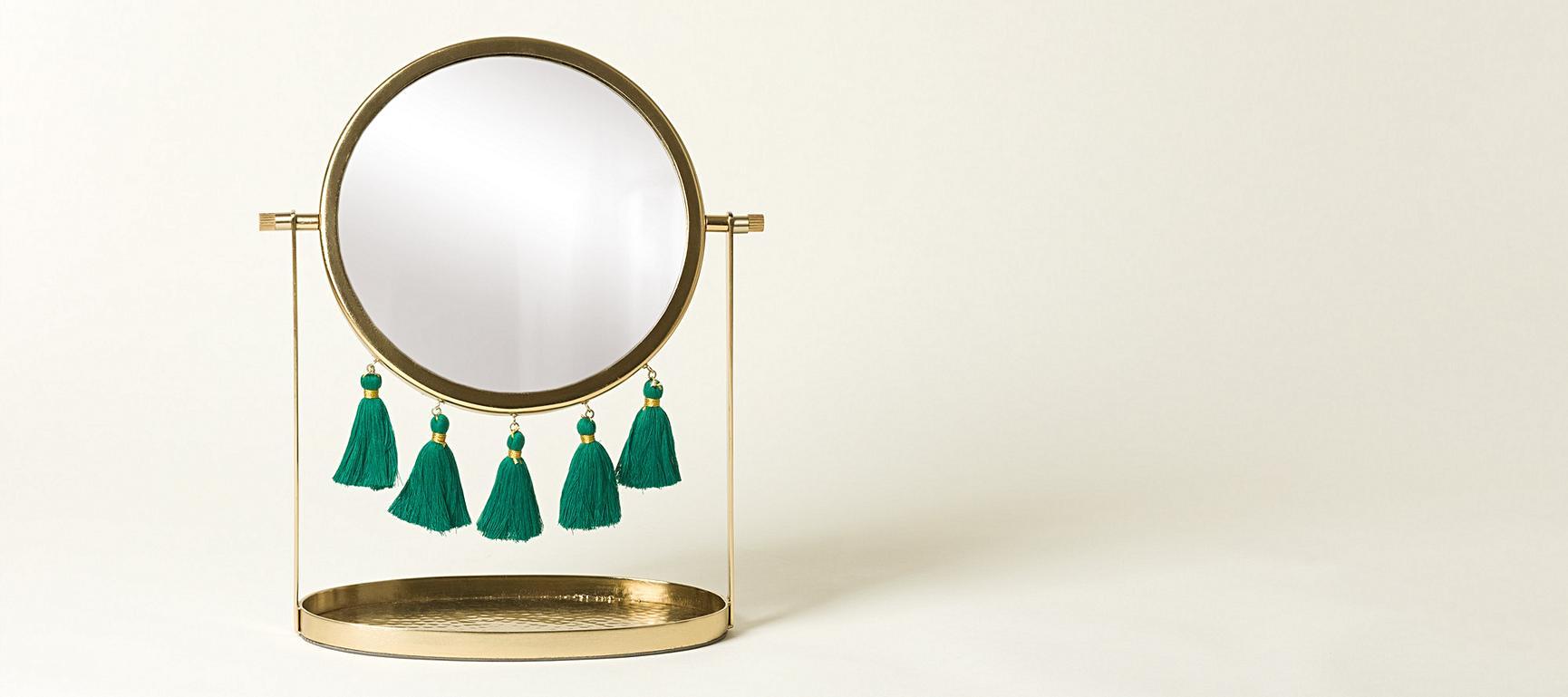Tasseled Gold Dressing Table Mirror Oliver Bonas