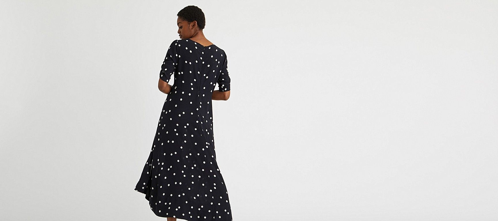 Polka Dot Black Midi Dress | Oliver Bonas