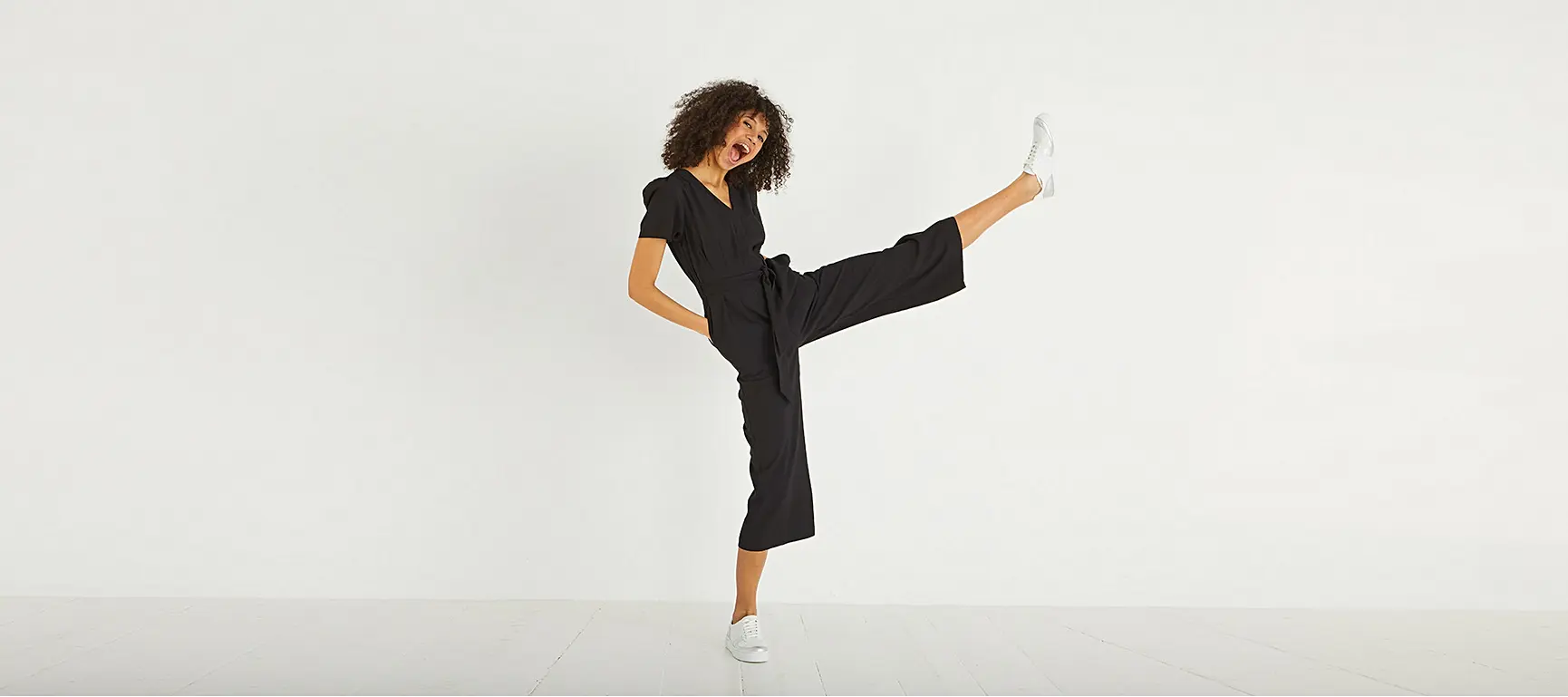 Puff Sleeve Black Tie Waist Jumpsuit Oliver Bonas