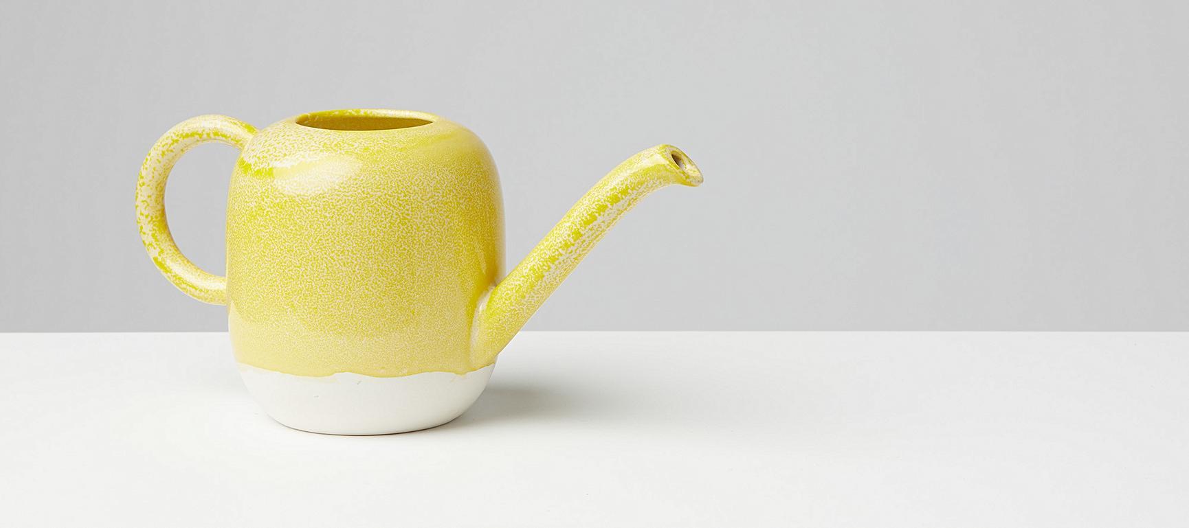 Mini Yellow Earthenware Watering Can Oliver Bonas