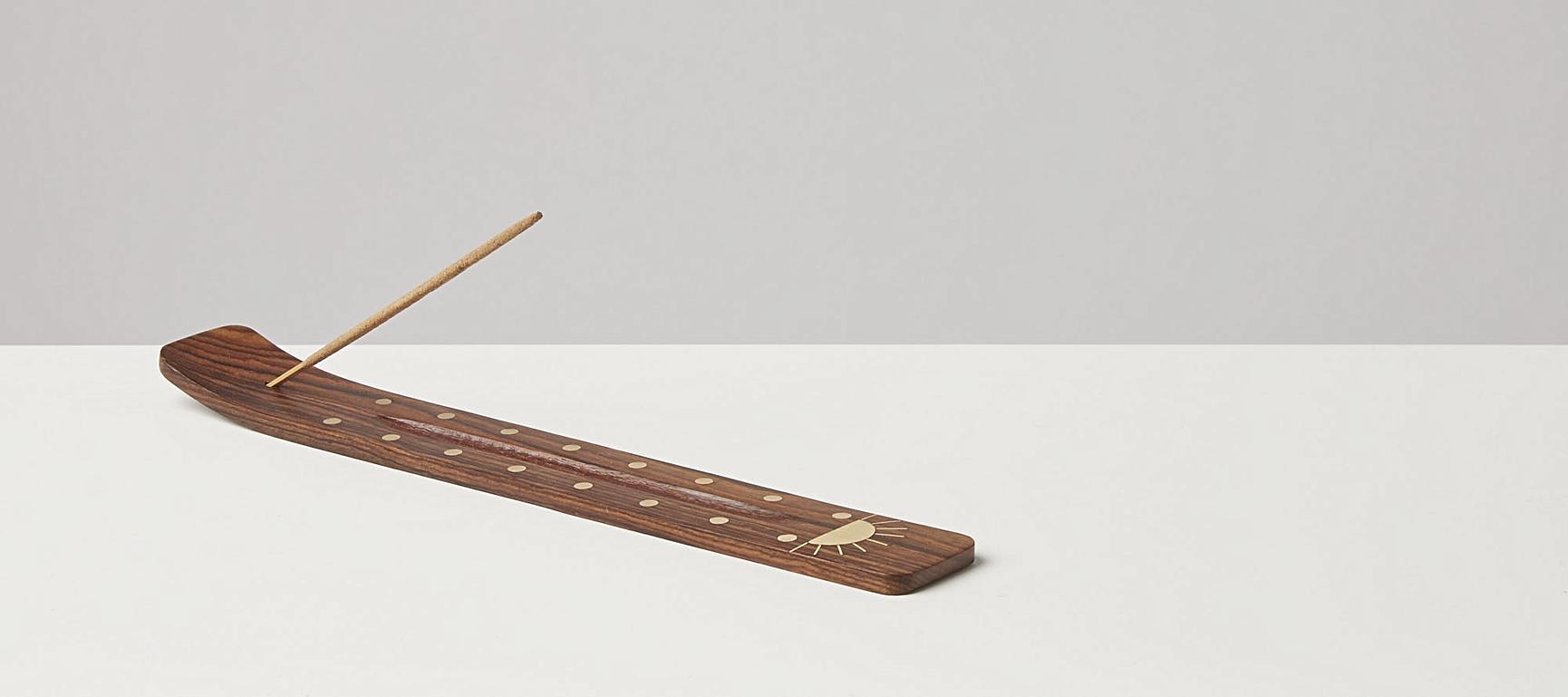 Sun Gold Wood Incense Holder Oliver Bonas