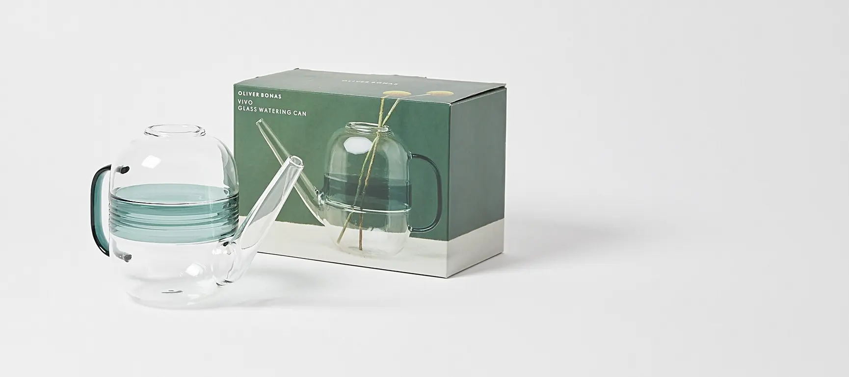 Vivo Teal Glass Watering Can Oliver Bonas