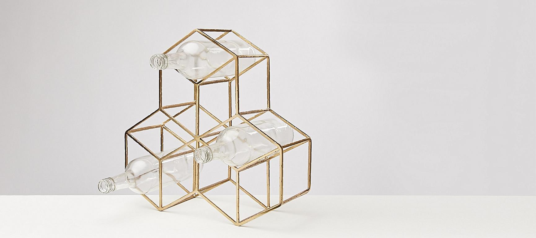 Gold Metal Hexagon Wine Rack Oliver Bonas US