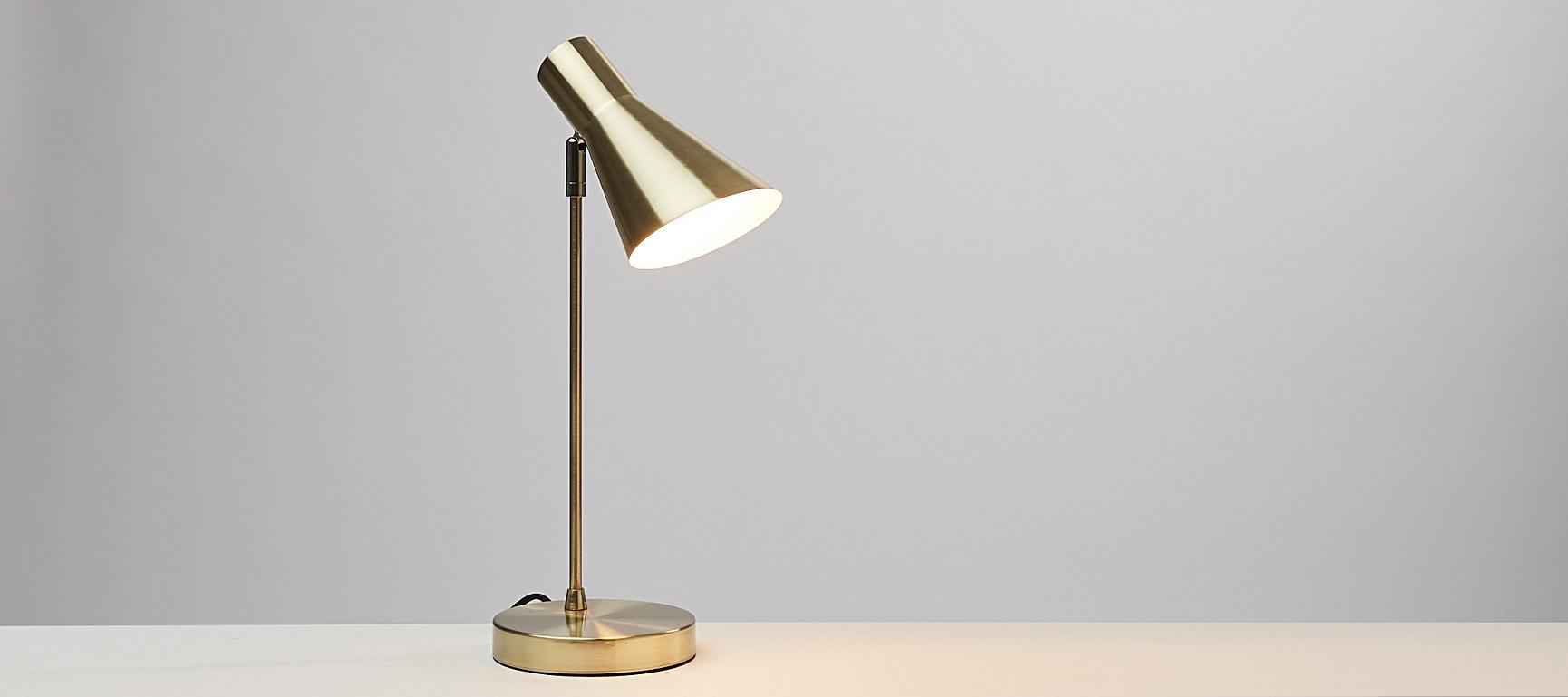 Brushed Gold Desk & Table Lamp Oliver Bonas