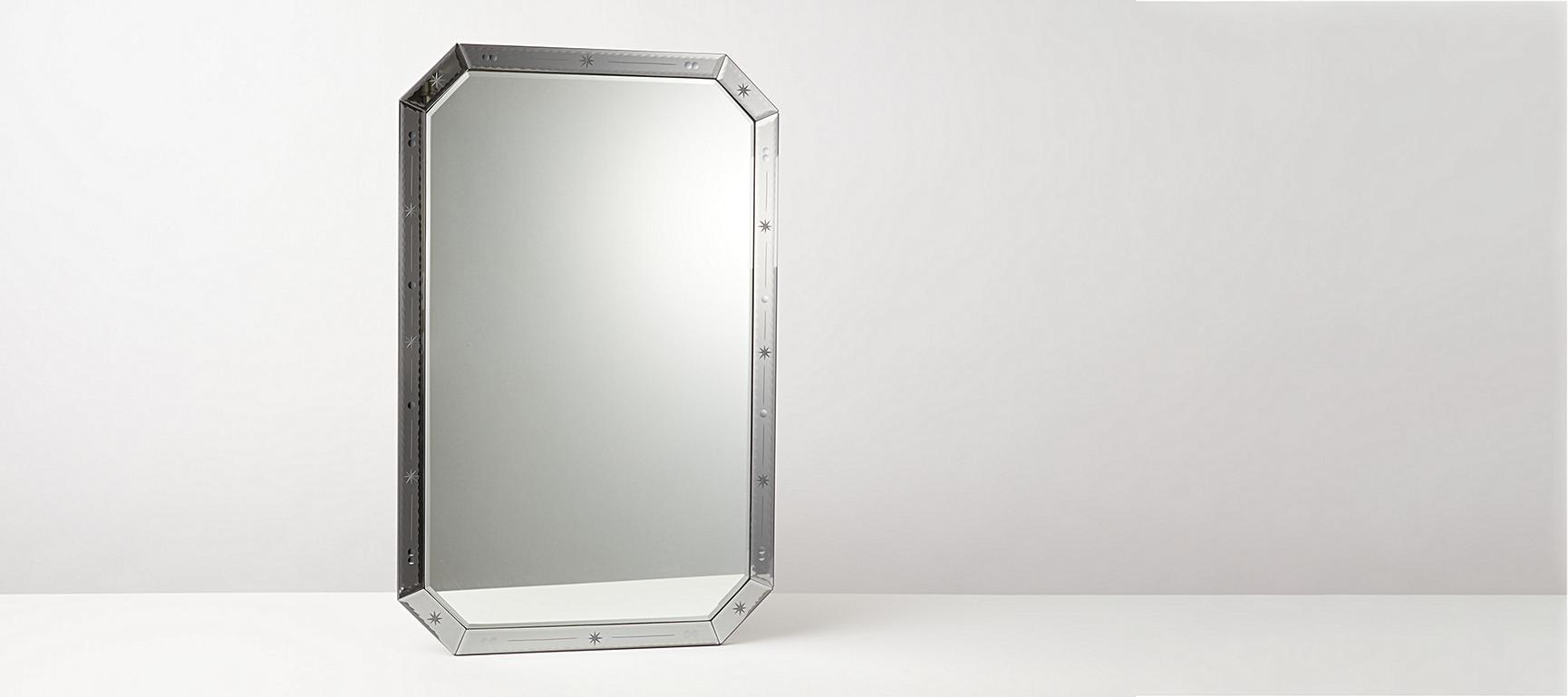 Grey Glass Wall Mirror Rectangular Oliver Bonas