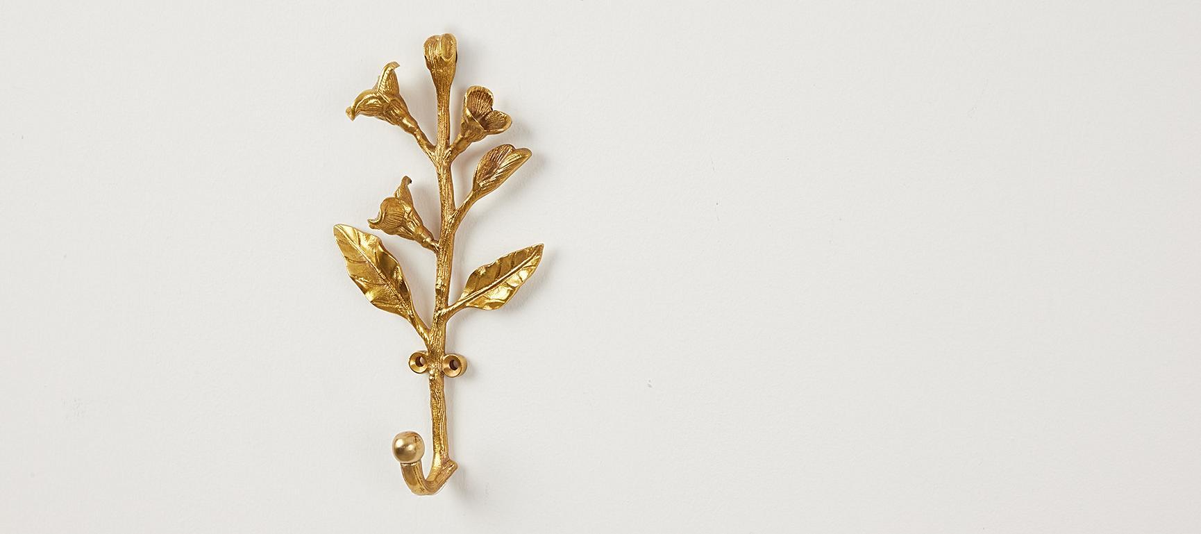 Gold Budding Flower Metal Hook Oliver Bonas