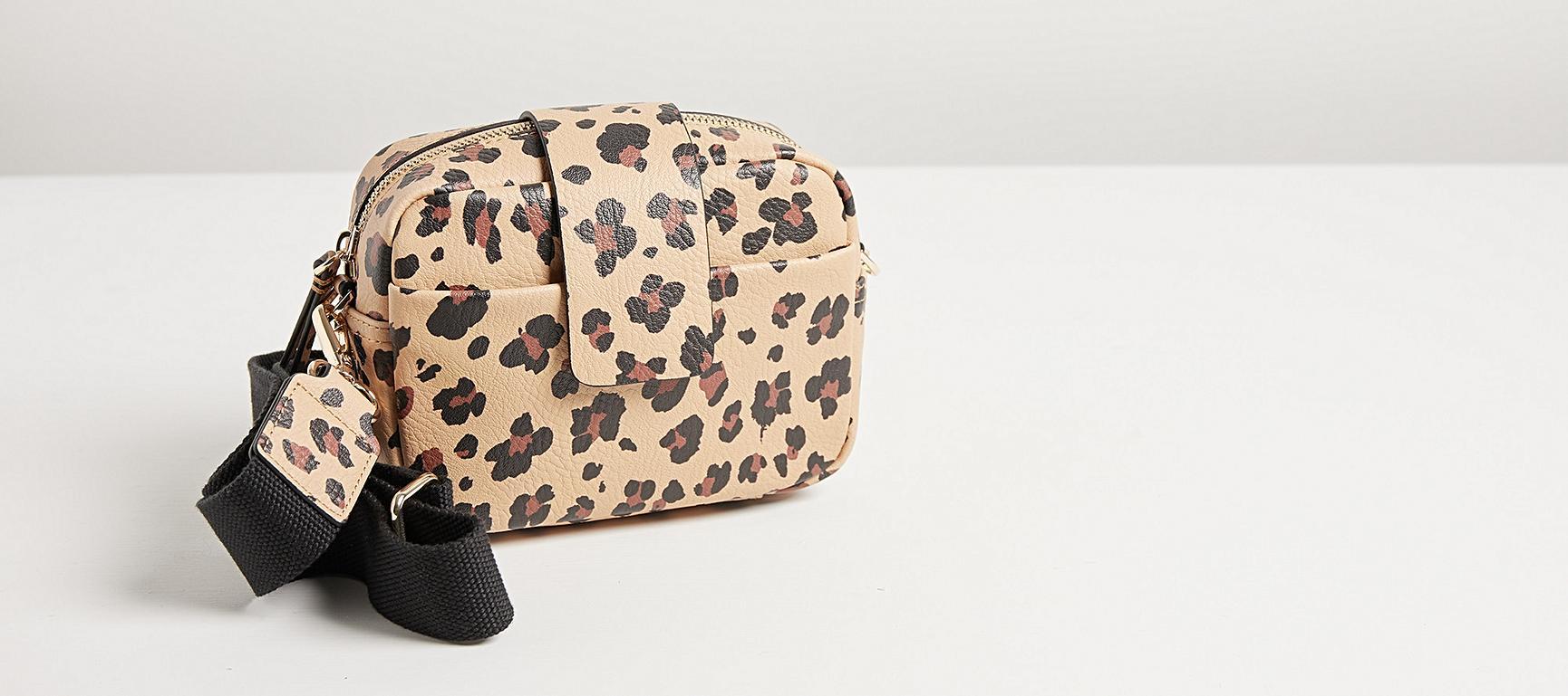 Ella Leopard Print Brown Camera Crossbody Bag Oliver Bonas