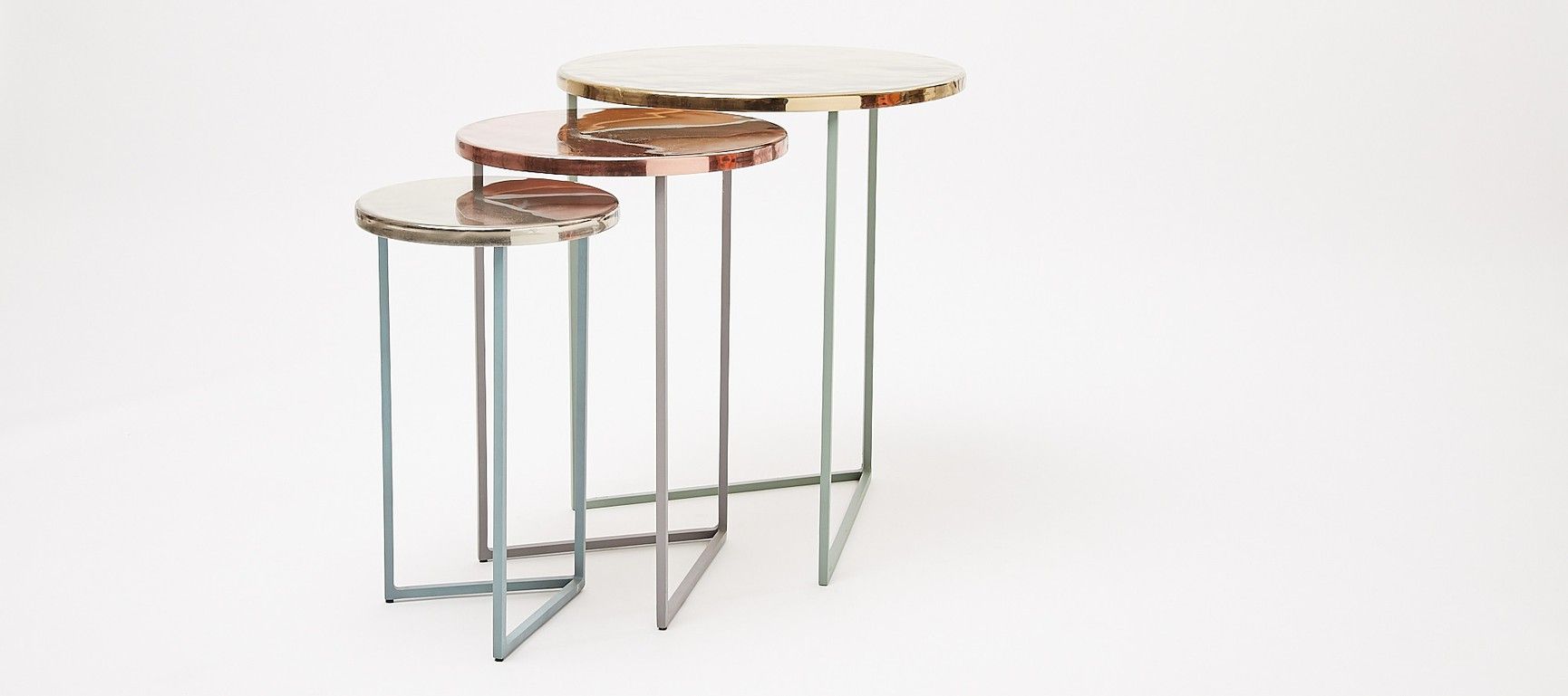 Metallic Round Nesting Tables Set Of Three Oliver Bonas