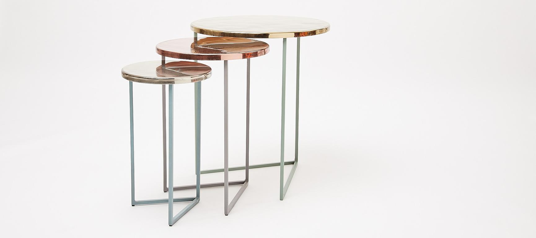 Metallic Round Nesting Tables Set of Three Oliver Bonas