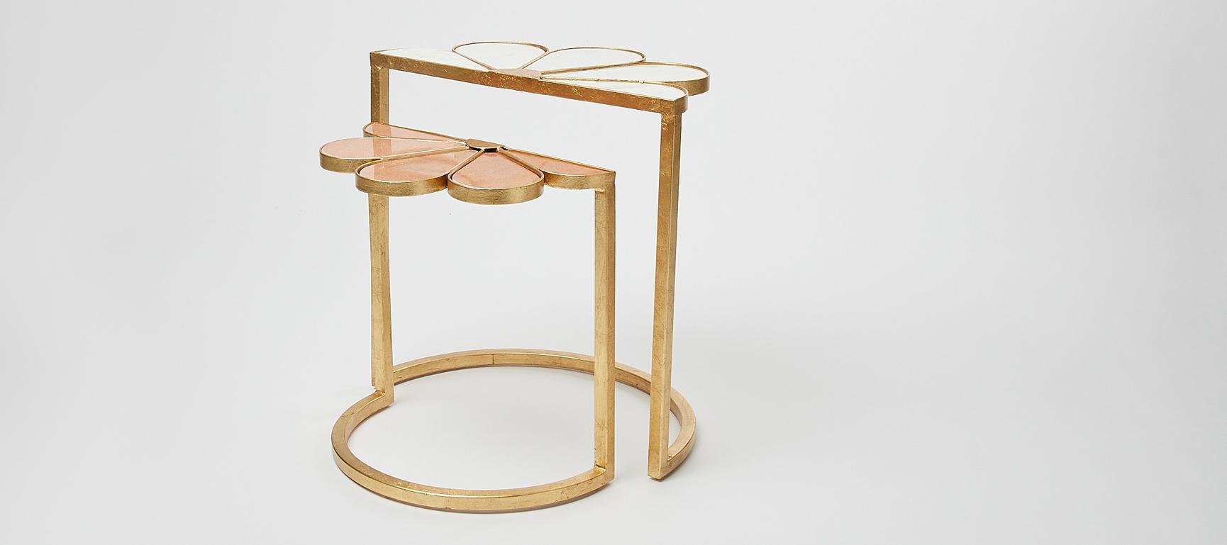 Fiore Luxe Marble Side Nest of Tables Set of Two Oliver Bonas