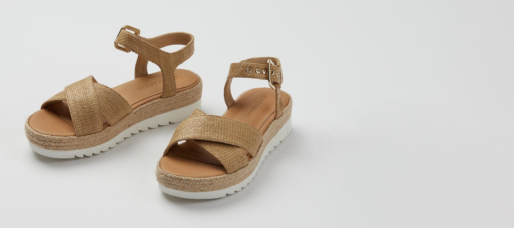 Natural Straw Espadrille Flatform Sandals Oliver Bonas