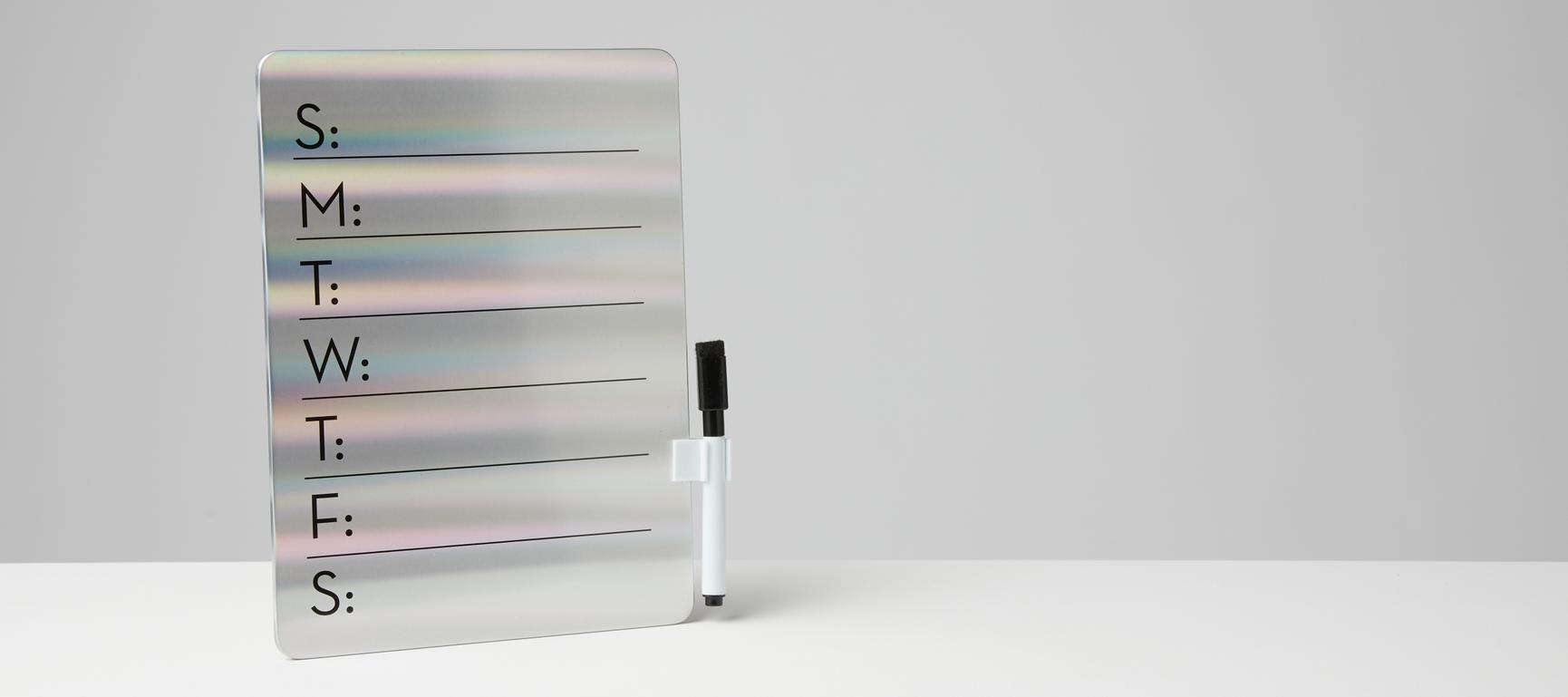 Iridescent Dry Erase Board Weekly Planner Oliver Bonas IE