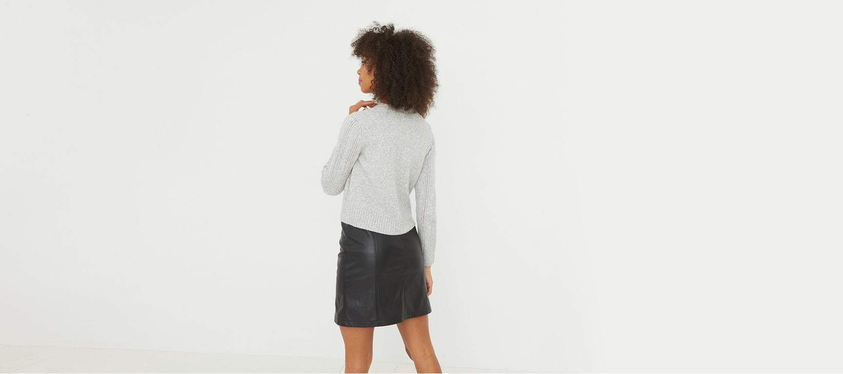 Jupe En Simili Cuir Bleu Poudre - The Limited - Taille 4 - Longueur Genoux - Neuf Avec étiquettes