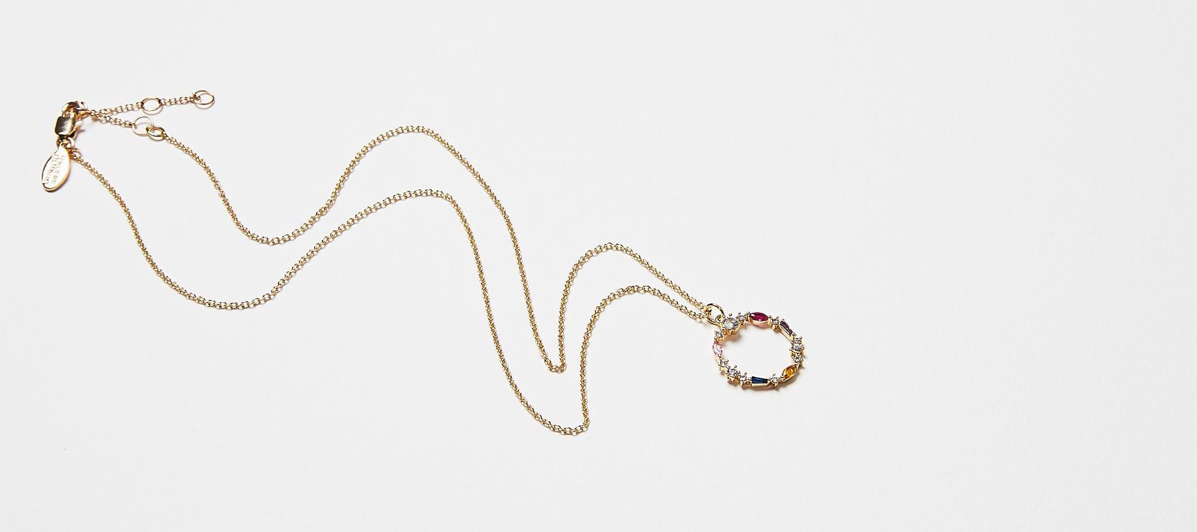 Jinx Loop & Gem Inlay Pendant Necklace Oliver Bonas