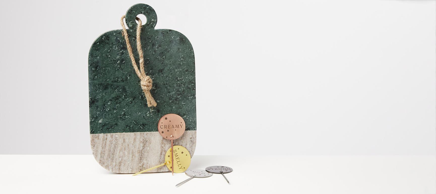 Marble Cheese Board & Markers Oliver Bonas