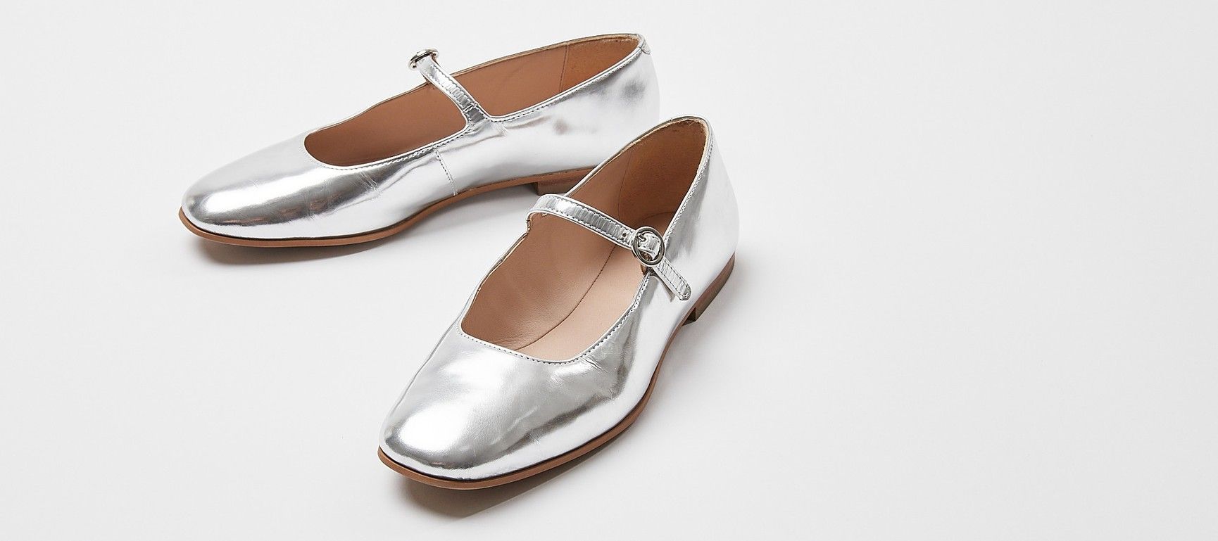 Mirror Mary Jane Silver Shoes | Oliver Bonas