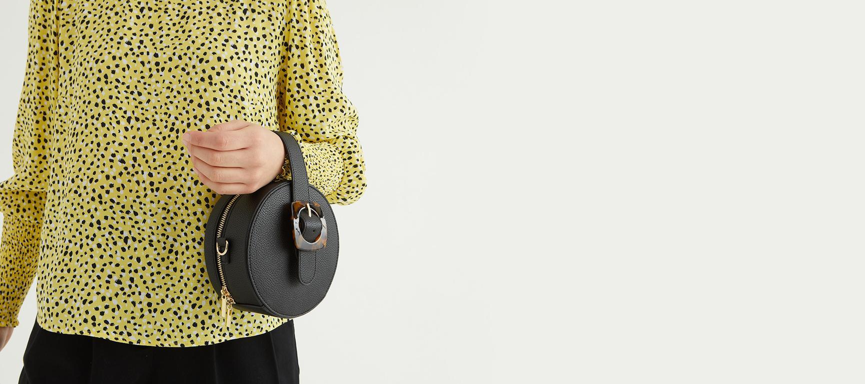 Irie Tortoiseshell Buckle Black Round Crossbody Bag Oliver Bonas