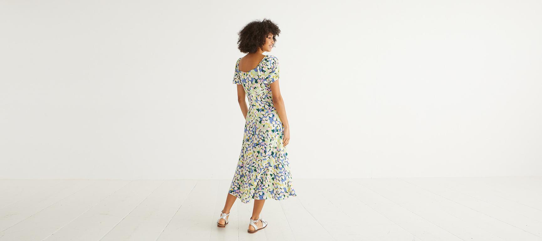 Floral Print Green Midi Dress Oliver Bonas
