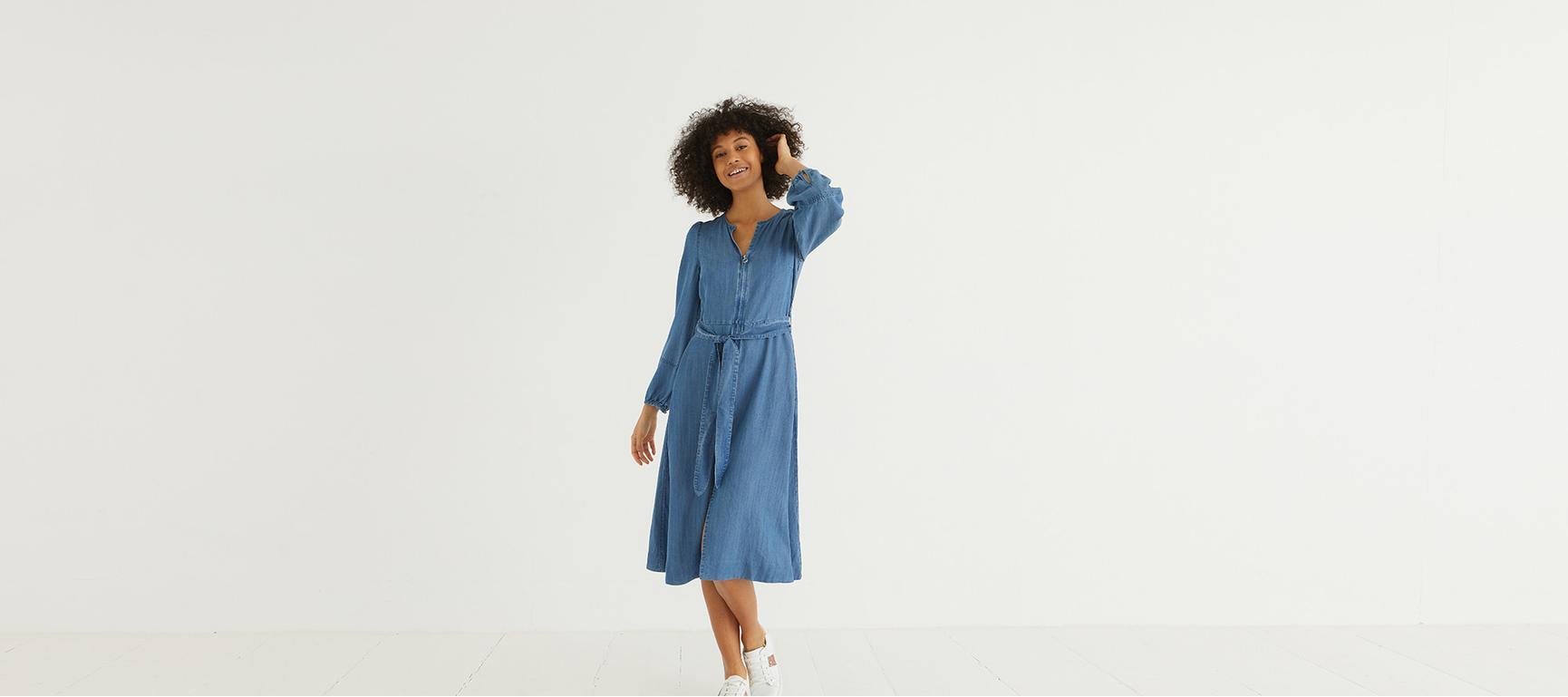 Women, Womenpromo Chambray Shirt Dress - Light Blue - SW2505238A