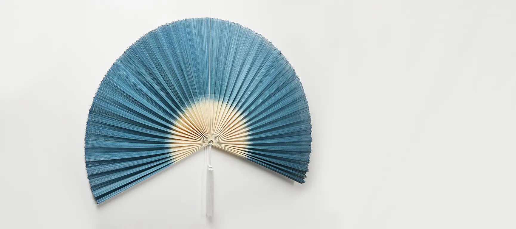 Metallic Blue Bamboo Fan Wall Hanging Large Oliver Bonas