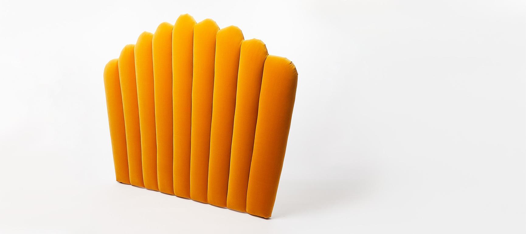 Flora Mustard Yellow King Velvet Headboard Oliver Bonas