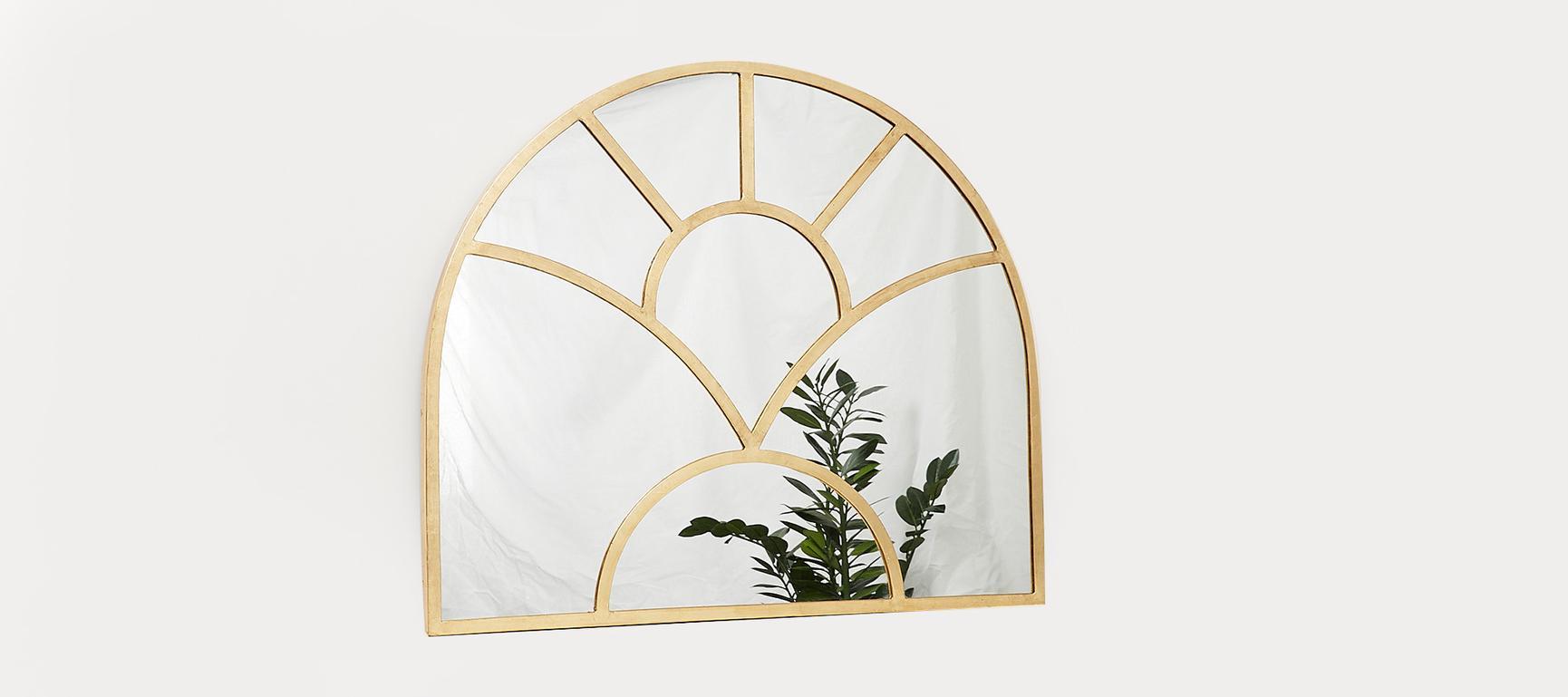 Finestra Gold Metal Curved Wall Mirror Large Oliver Bonas