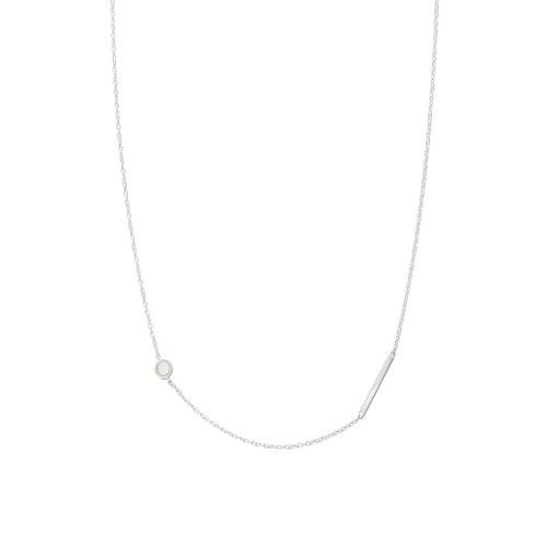 Flat Cut Stone & Bar Silver Necklace | Oliver Bonas