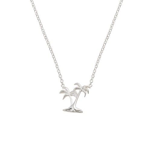 Palm Tree Silver Pendant Necklace | Oliver Bonas