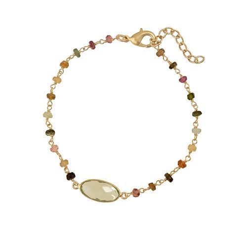 Seraphine Beaded Chain Gold Plated Bracelet | Oliver Bonas