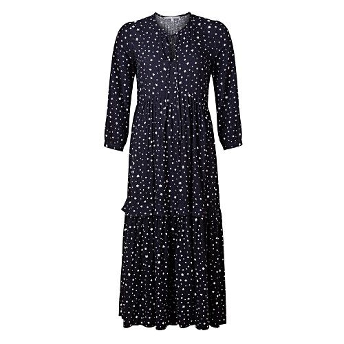 Star Spot Black Tiered Midi Dress | Oliver Bonas
