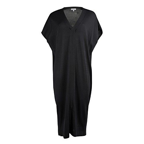 V-Neck Black Knitted Midi Tunic Dress | Oliver Bonas