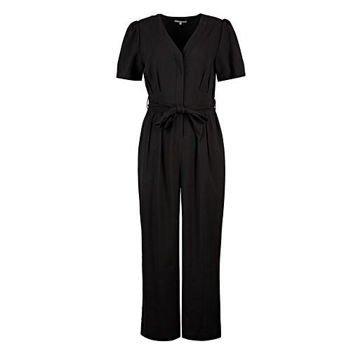 Puff Sleeve Black Tie Waist Jumpsuit Oliver Bonas