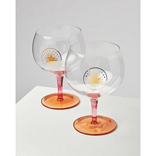 Happy Hour Gold & Ombre Gin Glasses Set of Two Oliver Bonas