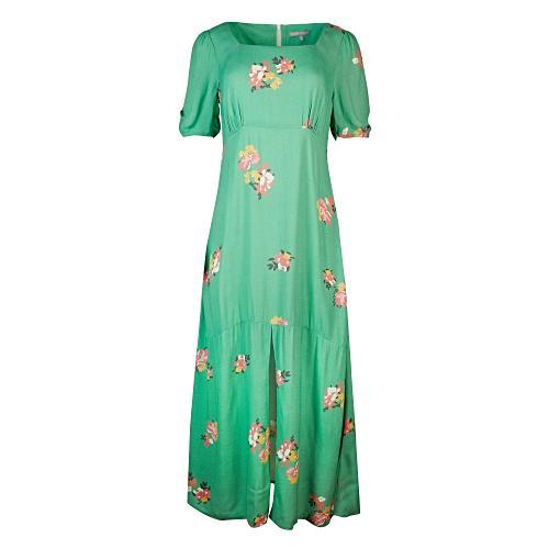 Floral Bloom Print Green Midi Dress Oliver Bonas