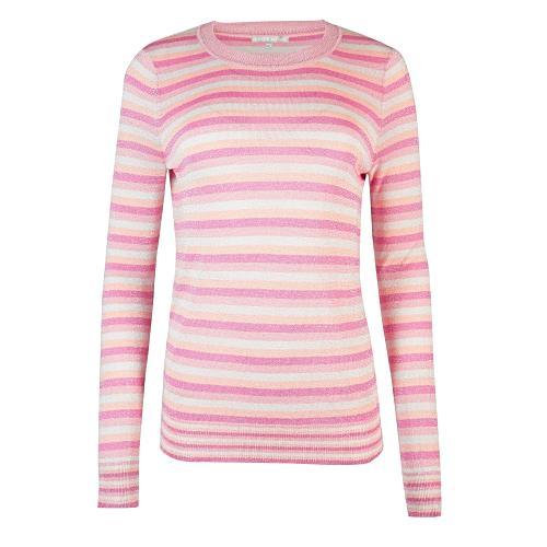 All Over Sparkle Stripe Pink Knitted Jumper Oliver Bonas