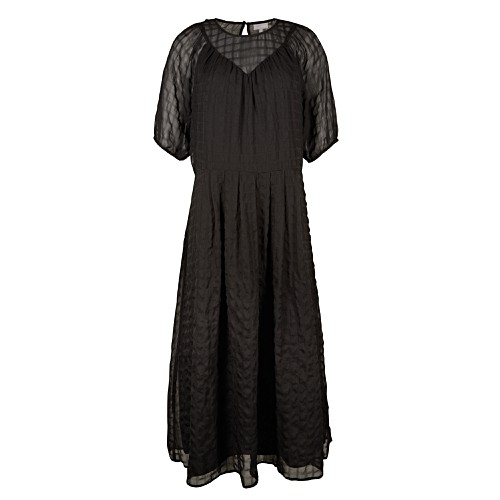 Textured Square Check Black Midi Dress | Oliver Bonas