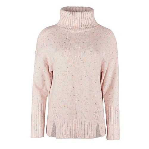 Seam Detail Nepped Pink High Neck Knitted Jumper | Oliver Bonas