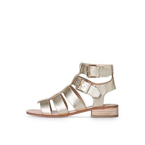 Gold Multi Strap Leather Block Sandals Oliver Bonas