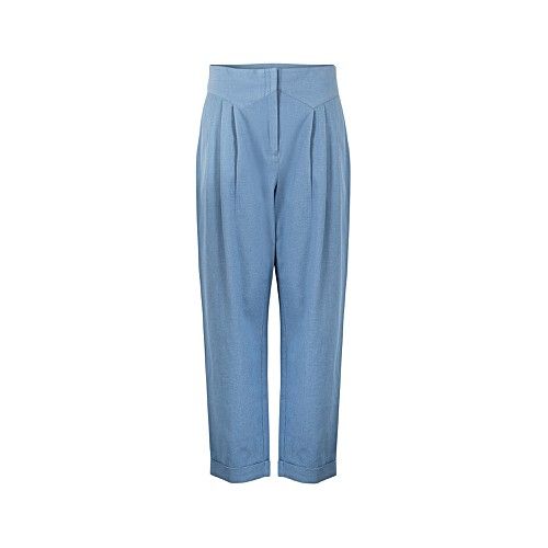 Vibe High Waist Blue Peg Trousers | Oliver Bonas