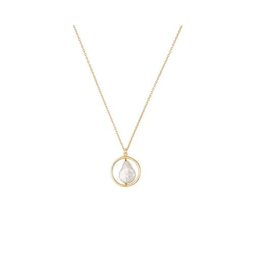 Cosima Circle & Baroque Pearl Gold Plated Necklace | Oliver Bonas