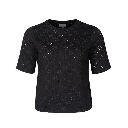 Broderie Black Jersey T-Shirt | Oliver Bonas